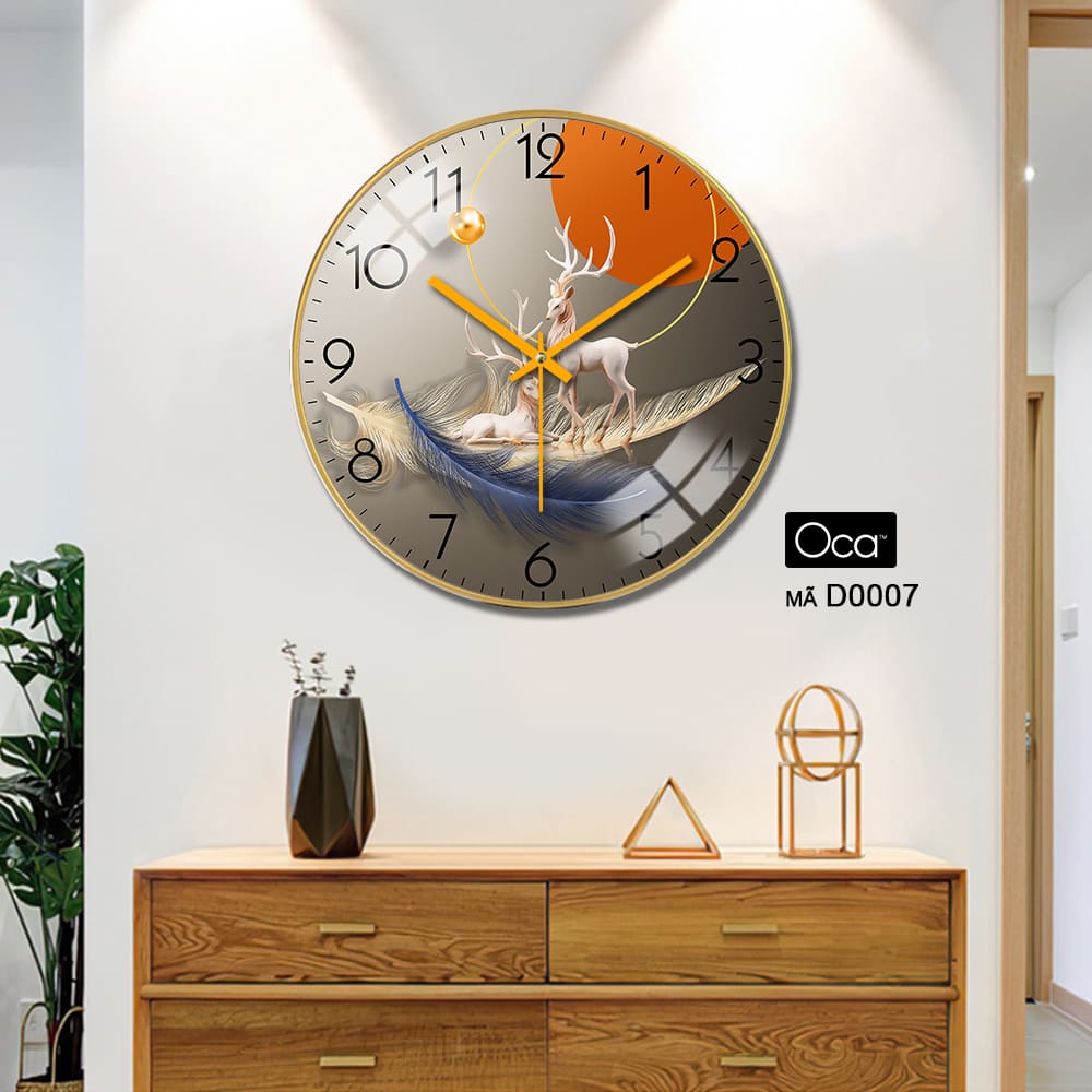 Đồng hồ đôi hươu tài lộc | Tráng gương | Mã D0007 | Oca - Ảnh 4