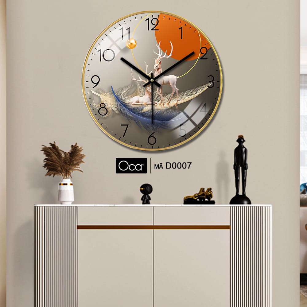 Đồng hồ đôi hươu tài lộc | Tráng gương | Mã D0007 | Oca - Ảnh 2