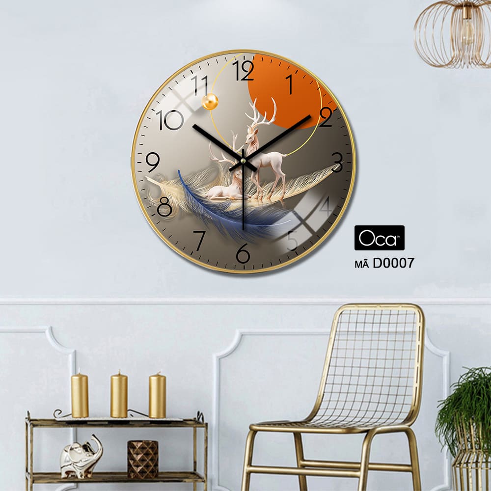 Đồng hồ đôi hươu tài lộc | Tráng gương | Mã D0007 | Oca - Ảnh 3