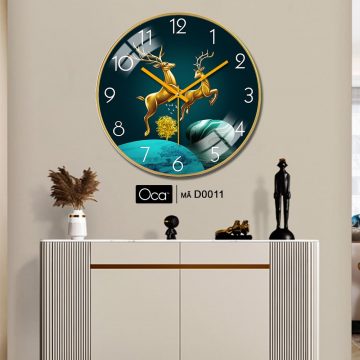 Alternative view of Đồng hồ đôi hươu vượng tài | Tráng gương | Mã D0011 | OCa